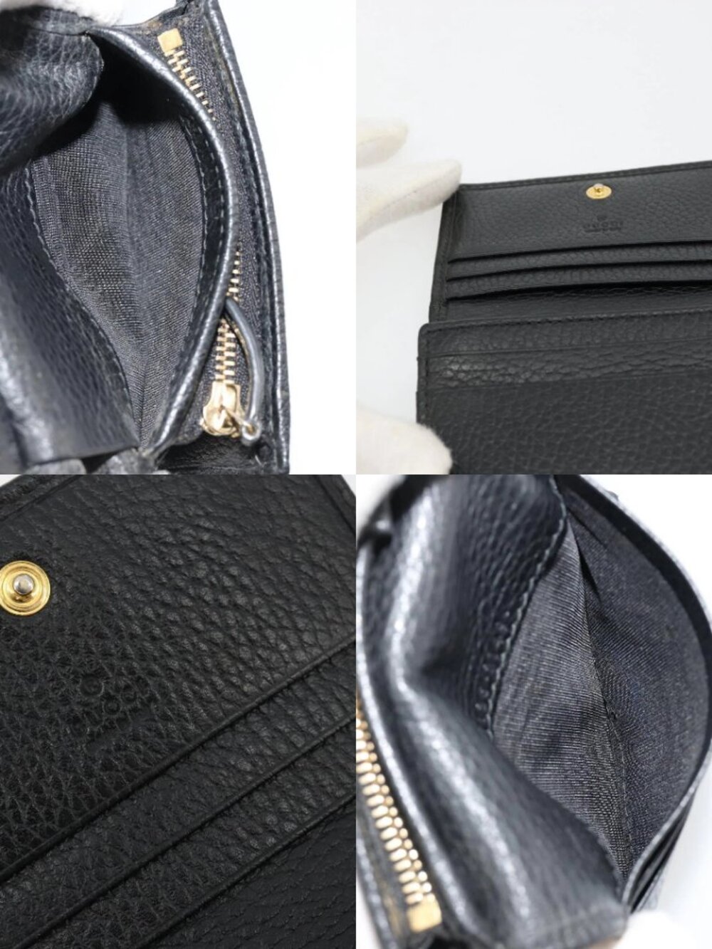 GUCCI GG Marmont Bifold Wallet Leather Black Gold 456126 Auth bs35602 - Picture 15 of 15